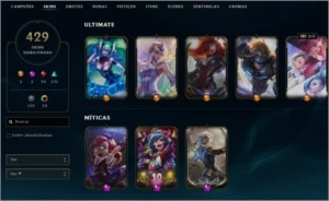 Conta League of Legends com 429 skins LOL