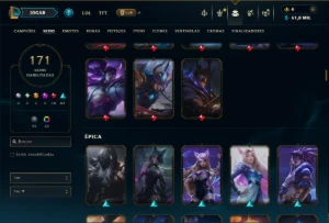 Unranked com TODOS os Champs e 171 Skins +2 Prestigios - League of Legends LOL