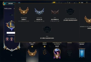 Ouro 1 com TODOS os Champs e 256 Skins +11 Prestigios - League of Legends LOL