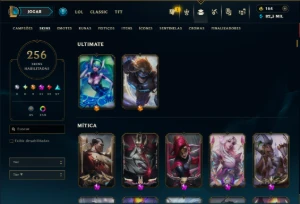 Ouro 1 com TODOS os Champs e 256 Skins +11 Prestigios - League of Legends LOL