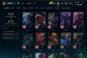 Ouro 1 com TODOS os Champs e 256 Skins +11 Prestigios - League of Legends LOL