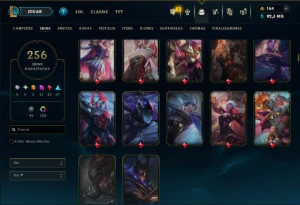 Ouro 1 com TODOS os Champs e 256 Skins +11 Prestigios - League of Legends LOL