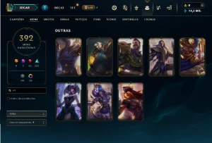 Ouro 1 com TODOS os champs e 392 Skins - League of Legends LOL