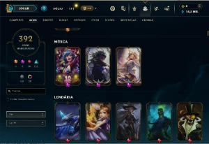 Ouro 1 com TODOS os champs e 392 Skins - League of Legends LOL