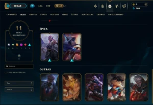 Platina 3 com 50 Champs e 11 Skins - League of Legends LOL