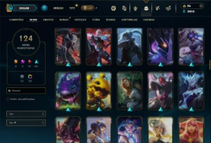 Unranked com TODOS os champs e 124 Skins ( TOP / JG / MID ) - League of Legends LOL