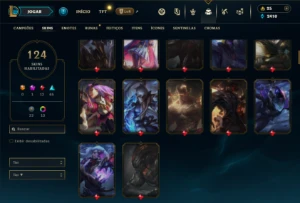 Unranked com TODOS os champs e 124 Skins ( TOP / JG / MID ) - League of Legends LOL