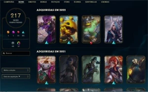 CONTA LOL 217 SKINS E 149 CHAMPIONS + DE R$ 2000 INVESTIDOS
