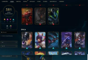 Conta de LOL ,todos os campeões e mais de 350 skins - League of Legends