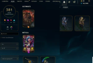 Conta de LOL ,todos os campeões e mais de 350 skins - League of Legends