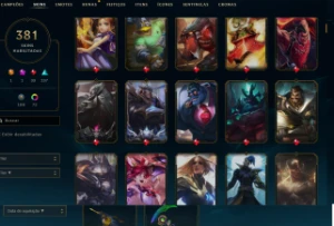 Conta de LOL ,todos os campeões e mais de 350 skins - League of Legends