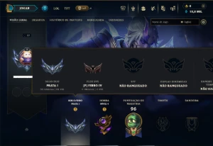 Prata 1 com 50 Champs e 5 Skins +1 Prestigio do Zed - League of Legends LOL