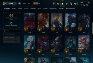 Prata 1 com 50 Champs e 5 Skins +1 Prestigio do Zed - League of Legends LOL