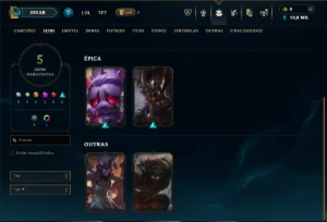 Prata 1 com 50 Champs e 5 Skins +1 Prestigio do Zed - League of Legends LOL