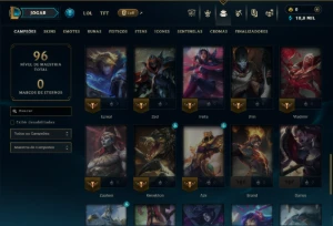 Prata 1 com 50 Champs e 5 Skins +1 Prestigio do Zed - League of Legends LOL