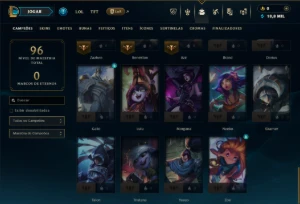 Prata 1 com 50 Champs e 5 Skins +1 Prestigio do Zed - League of Legends LOL