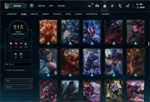 Conta Unranked com TODOS os champs e 215 Skins + 2 Prestigio - League of Legends LOL