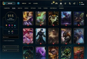 Conta Unranked com TODOS os champs e 215 Skins + 2 Prestigio - League of Legends LOL