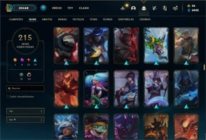 Conta Unranked com TODOS os champs e 215 Skins + 2 Prestigio - League of Legends LOL