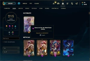 Conta Unranked com TODOS os champs e 215 Skins + 2 Prestigio - League of Legends LOL