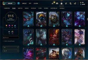 Conta Unranked com TODOS os champs e 215 Skins + 2 Prestigio - League of Legends LOL