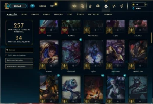 Unranked com 85 Champs e 40 Skins - League of Legends LOL