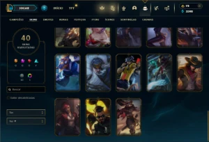 Unranked com 85 Champs e 40 Skins - League of Legends LOL