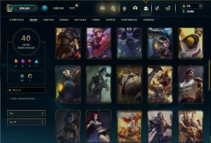 Unranked com 85 Champs e 40 Skins - League of Legends LOL