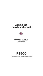 Conta Valorant Imortal 1 com R$2000 em skins