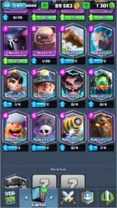 Conta arena 10, com 10 lendárias, 90K de gold, 1300 gemas - Clash Royale