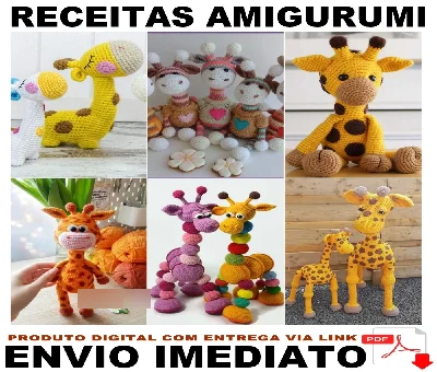 16 Receitas em Português de Girafas Amigurumi - Artes e Templates Artes Canva