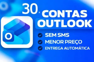 30X Contas Outlook/Hotmail 📧 | Sem Sms ✅ | Entrega Imediata - Emails