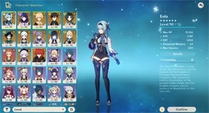 Ayaka + Bis, Kagura, Baal, Eula, Zhongli, Yelan, Xiao, Venti - Genshin Impact