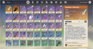 Conta genshin impact ar53 com 6* e 3 limitados +2 armas t5