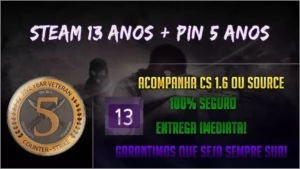 CONTA STEAM 13 ANOS | MEDALHA 5 ANOS NO CSGO