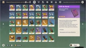 AR 55 Full late game, fácil de farmar, vários itens 5estrela - Genshin Impact