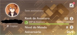AR 55 Full late game, fácil de farmar, vários itens 5estrela - Genshin Impact