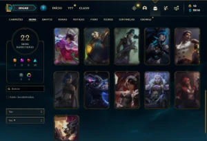 Conta Unranked com 62 Champs e 22 Skins (Ex Platina) - League of Legends LOL