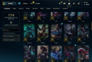 Conta Unranked com 62 Champs e 22 Skins (Ex Platina) - League of Legends LOL