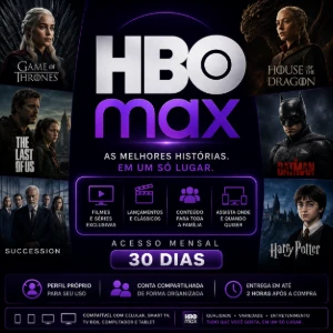 HBO MAX – MENSAL (Ativação rápida) - Assinaturas e Premium