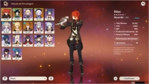 Conta Genshin Impact AR46 Diluc + Venti + Qiqi + Tartaglia