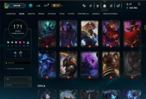 Ouro 3 com TODOS os Champs e 171 Skins ( MAIN ADC ) - League of Legends LOL