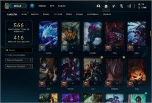 Conta platina 4 com TODOS os champs e 223 skins - League of Legends LOL