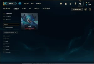 Conta platina 4 com TODOS os champs e 223 skins - League of Legends LOL