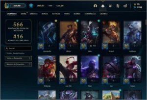 Conta platina 4 com TODOS os champs e 223 skins - League of Legends LOL
