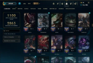 Esmeralda 4 com TODOS os Champs e 395 Skins +2 Raras - League of Legends LOL