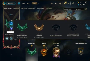 Esmeralda 4 com TODOS os Champs e 395 Skins +2 Raras - League of Legends LOL