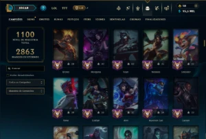 Esmeralda 4 com TODOS os Champs e 395 Skins +2 Raras - League of Legends LOL