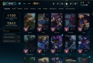 Esmeralda 4 com TODOS os Champs e 395 Skins +2 Raras - League of Legends LOL