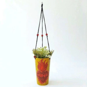 Vasinho Coração Amarelo - Artesanato e Personalizados